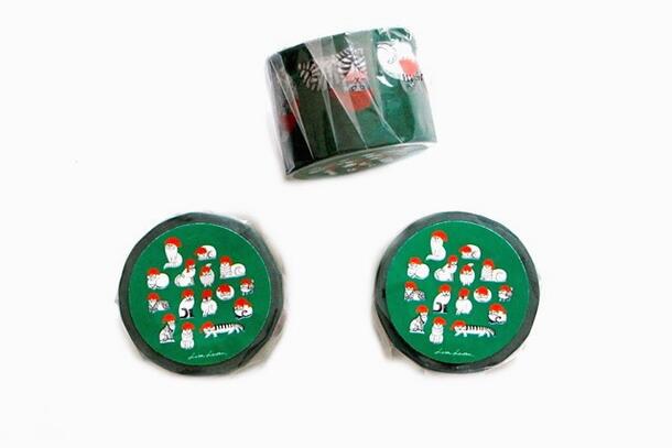★郵便なら送料260円/個★ リサラーソン 北欧 マイキー 帽子 クリスマス グリーン マスキングテープ 幅35mm かわいい おしゃれ レッド プレゼント イ...