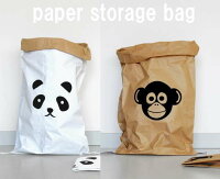 kolor カラー paper bag ペーパーバッグ (動物シリーズ - ネコ　モンキー　アザラシ）収納 片付け おもちゃ入れ かわいい インテリア収納袋　収納紙袋　ストレージバッグ