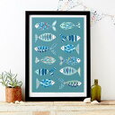 ★ FISH フィッシュ 魚 ポスターおしゃれ A3サイズ かわいい 新生活 アートポスター イギリス かわいい インテリア JESSICA HOGARTH イ...
