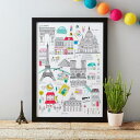 ★ パリ PARIS MAP ポスター 都市 風景 おしゃれ A3サイズ かわいい 新生活 アートポスター イギリス インテリア JESSICA HOGARTH...