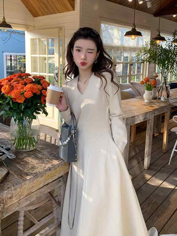 レディース　ファッション　ドレス　ワンピース　韓国ファッション　上品　レディース　綺麗 美 長袖 美 1