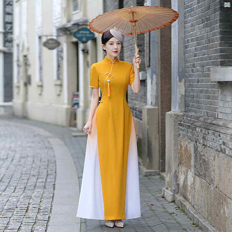 レッドボディ エチケット パフォーマンス ハイエンド 雰囲気 チャイナ ドレス キャットウォーク 2025 合唱 衣装 レディース ロング スカート