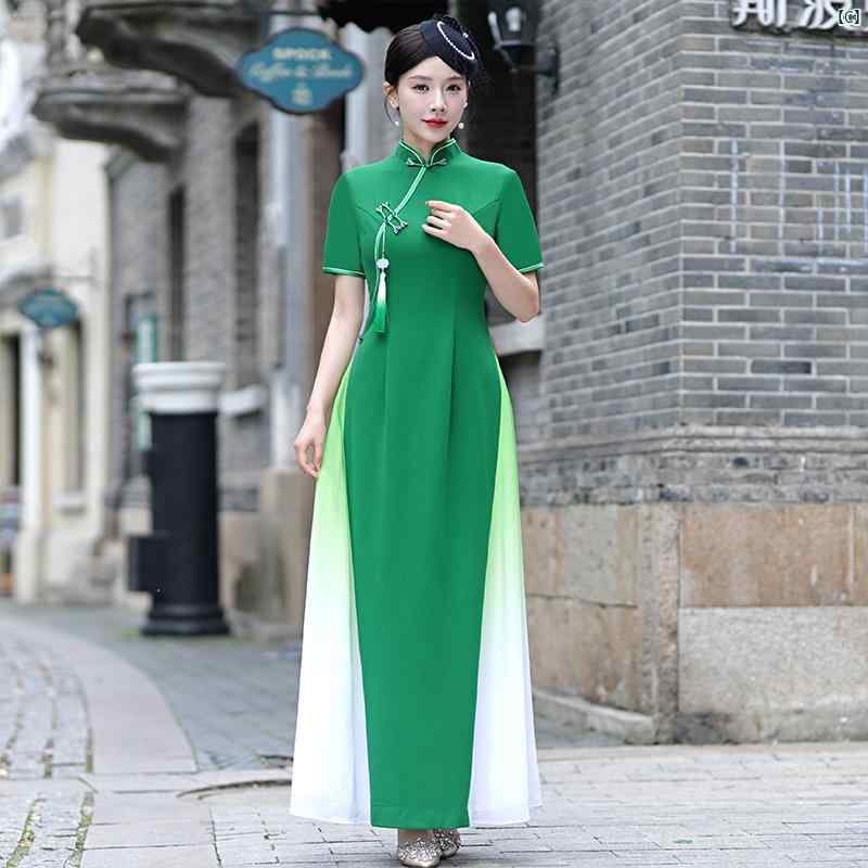 レッドボディ エチケット パフォーマンス ハイエンド 雰囲気 チャイナ ドレス キャットウォーク 2025 合唱 衣装 レディース ロング スカート