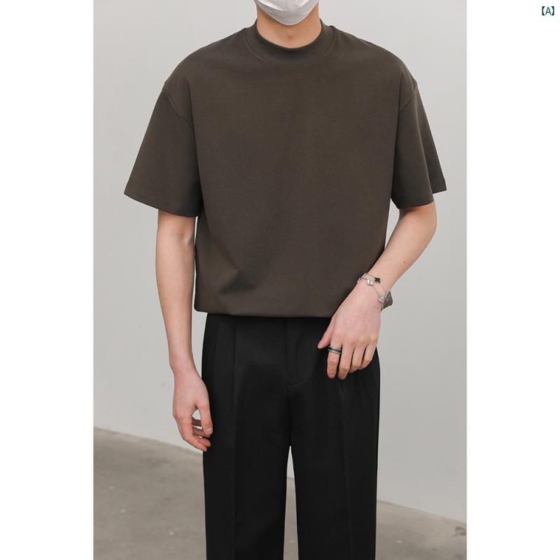 モダール 320 G 夏 トップス ボトムス シャツ メンズ ハーフ タートルネック 半袖 Tシャツ 無地