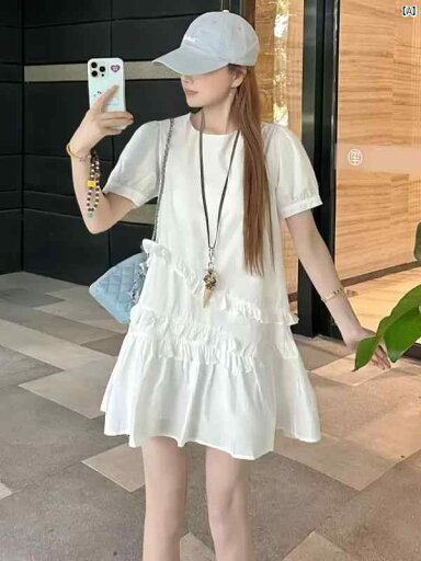 夏 レディース フランス フリル パフスリーブドレス 小柄 優しく 甘くす 短い スカート 夏 レディース フランス フリル パフスリーブドレス 小柄 優しく 甘くす 短い スカート