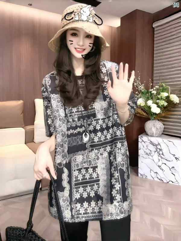 ボヘミアン ファッション プリント 半袖 Tシャツ 夏用 たり 感じさせくい 大きいサイズ スリミング トップ