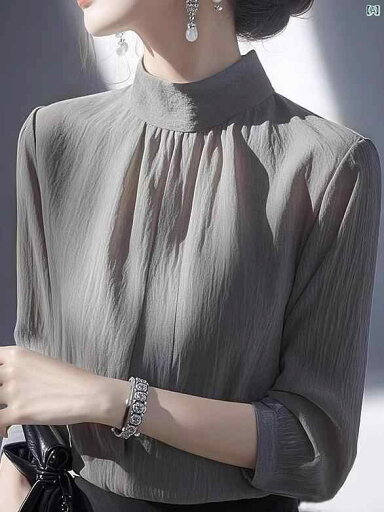 高級 ライト グレー リネンシャツ 2025 春 ユニーク 美しい 小柄 シャツ フランス 通勤 トップス 高級 ライト グレー リネンシャツ 2025 春 ユニーク 美しい 小柄 シャツ フランス 通勤 トップス