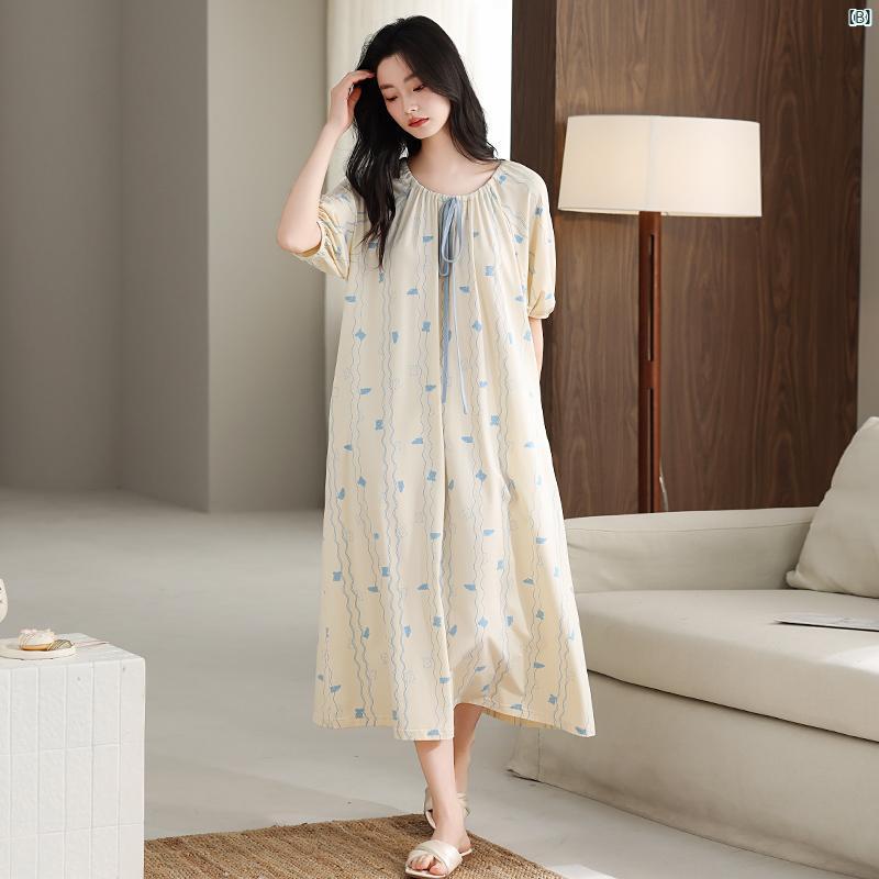 ナイトドレス レディース 夏 コットン 半袖 ティーブレイク ホームウェア 妊婦 パジャマ 2025
