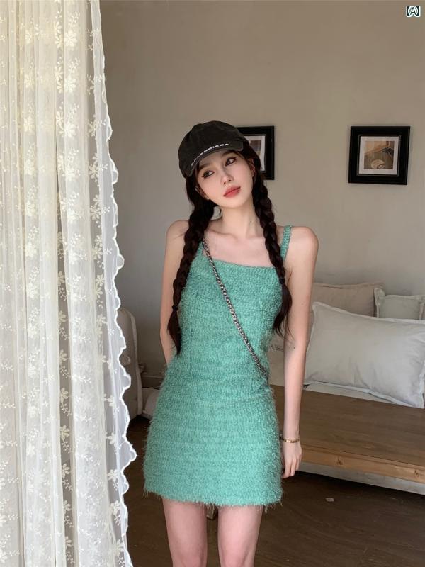 レディース ファッション グリーンストライプ サスペンダー スカート 夏 新 セクシー スタイリッシュ ガール ドレス 子供