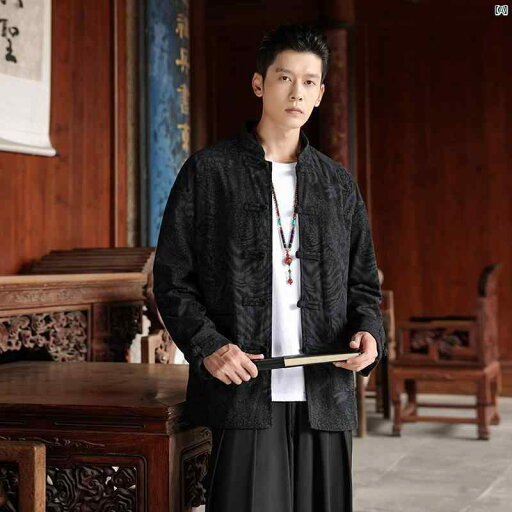 男性用 春 中華風 ジャケット ボタン 付き 唐装 たり 大きいサイズ レトロ ヒョウ柄 スタンドカラー 中山 スーツ 男性用 春 中華風 ジャケット ボタン 付き 唐装 たり 大きいサイズ レトロ ヒョウ柄 スタンドカラー 中山 スーツ