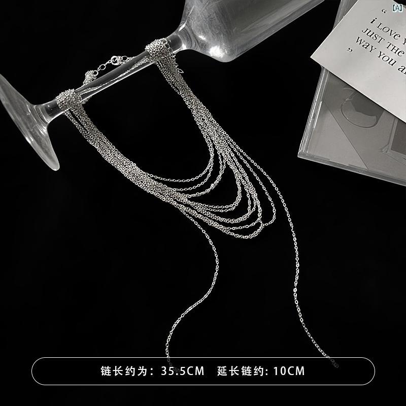 韓国 ネックレス チェーン 輝く 多層 チェーン レディース ハイエンド セーター チェーン ネック チェーン 鎖骨 チェーン