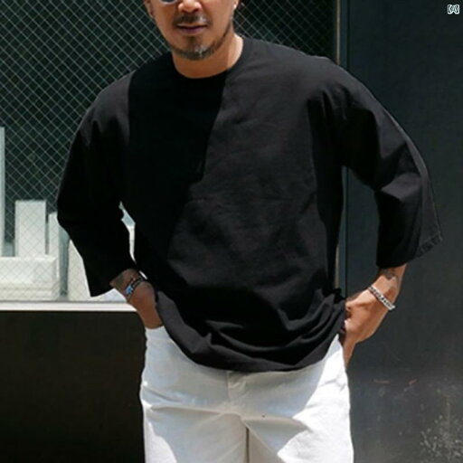 春秋 メンズ シンプル 無地 プルオーバー ボトム シャツ ラウンドネック カジュアル トップ Tシャツ 春秋 メンズ シンプル 無地 プルオーバー ボトム シャツ ラウンドネック カジュアル トップ Tシャツ