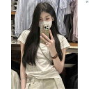 レディース ファッション 春夏 秋 韓国 韓国 かわいい 綺麗 欧州風 風 レディース 大人 おしゃれ シンプル Vネック 半袖 T シャツ カジュアル スリム...