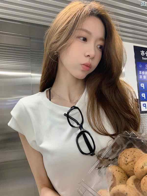 レディース ファッション 春夏 秋 韓国 韓国 かわいい 綺麗 欧州風 風 レディース 大人 おしゃれ ガールズ高 生 基本的 シンプル 無地 半袖 T シャツ スリム 学生 ショート トップス イン