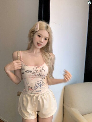 レディース レディース ファッション 韓国 韓国 ヨーロピアン 海外風 おしゃれ かわいい 綺麗 大人 スタイリッシュ ガールズ スパイシー 小柄 落書き プリント 付き スリムフィット キャミソール 夏 巾着 ショーツ 2点 セット レディース レディース ファッション 韓国 韓国 ヨーロピアン 海外風 おしゃれ かわいい 綺麗 大人 スタイリッシュ ガールズ スパイシー 小柄 落書き プリント 付き スリムフィット キャミソール 夏 巾着 ショーツ 2点 セット