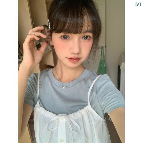 レディース レディース ファッション 韓国 韓国 ヨーロピアン 海外風 ファッション おしゃれ かわいい 綺麗 韓国 服 丸首 スリム インナー Tシャツ 夏 白 サスペンダー バド スカート 3点 セット