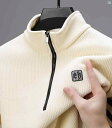 高級 オーストリア ベルベット ハーフ ジップ 裏起毛 厚手 スウェットシャツ メンズ 冬 ファッション スタンドカラー 暖かい Tシャツ 長袖 インナーウェア