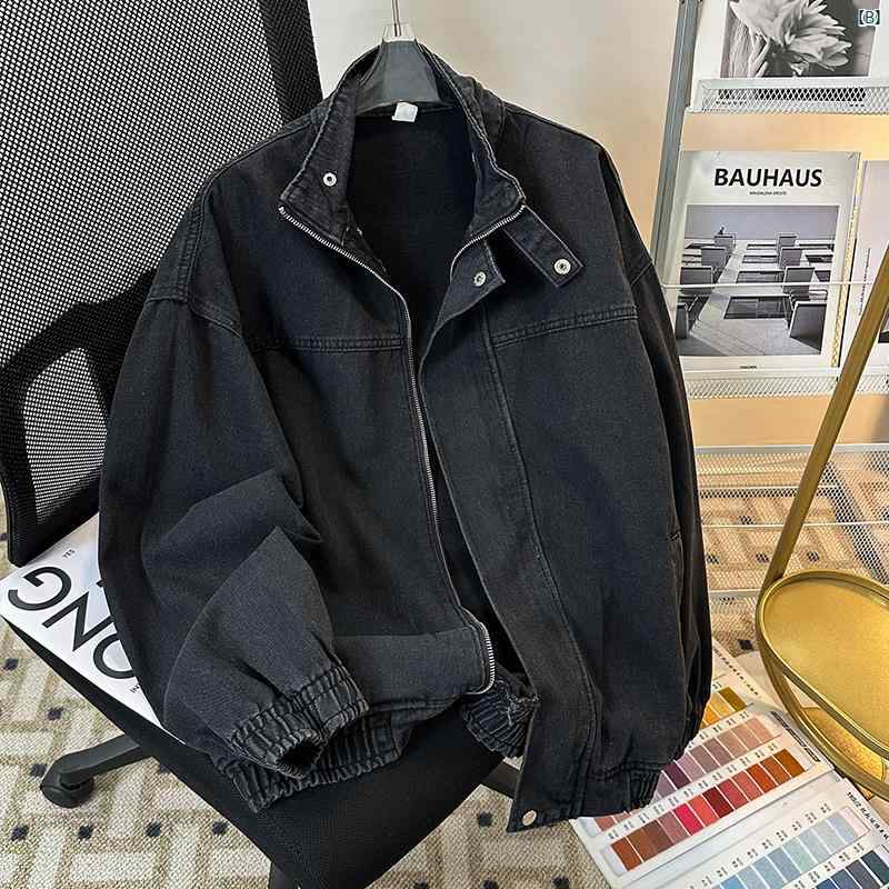 メンズ　男性　ファッション　コーデ 春秋 ウォッシュ スタンドカラーデニム ジャケット メンズカジュアル ファッション アメリカン レトロ
