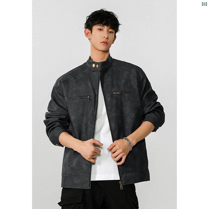 メンズ　ファッション　コーデ アメリカン レトロ PU レザージャケット メンズ 春秋 マイ ラード スタンドカラー パイロット ジャケット 高級 タイダイ柄 染め バイクウェア