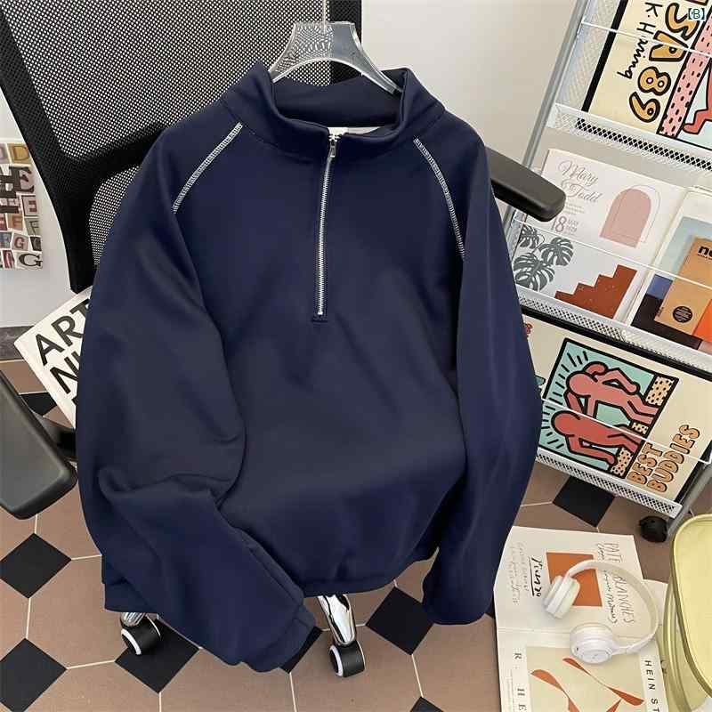 メンズ　ファッション　コーデ 春秋 レトロ シンプル 無地 ハーフ ジップ プルオーバー セーター メンズジャケット たり 快適 トップス