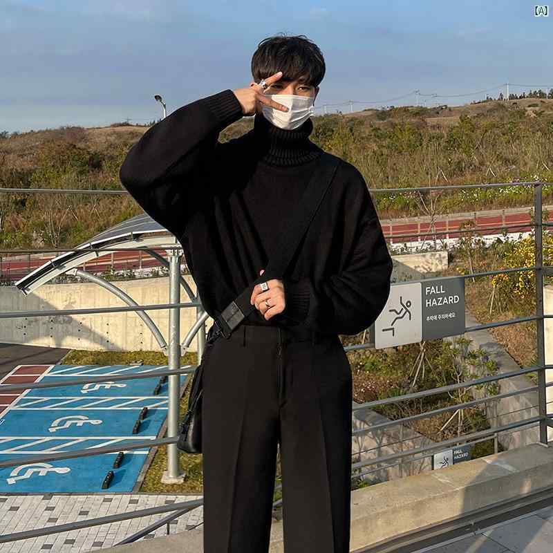 メンズ　韓国ファッション　男性　クール　かっこいい タートルネックセーター 冬 韓国 厚手 ソリッドカラー 長袖 ニット セーター シャツ