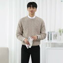 メンズ　韓国ファッション　おしゃれ ラウンドネック ツイスト ニット セーター 男性用 秋冬 韓国 ビジネス プルオーバー セーター インナー レイヤー