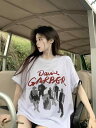 海外ファッション レディース レディース ファッション 韓国 韓国ファッション アメリカン プリントコットン 半袖 Tシャツ プリント 半..