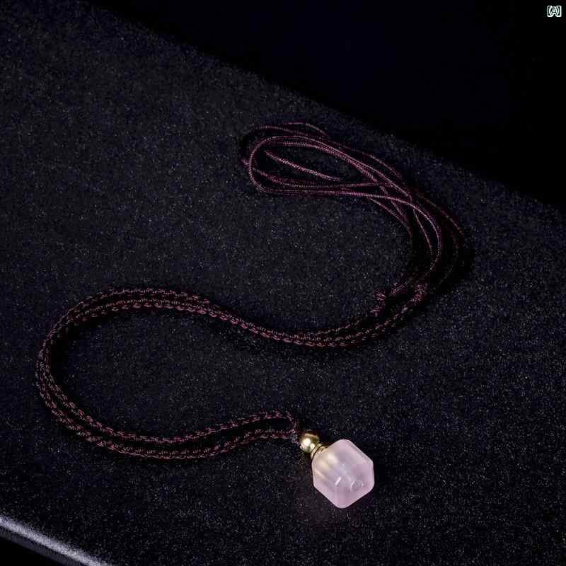 ペンダント ネックレス 綺麗 海外風 中華風 ピンク 水晶 角 砂糖 アロマテラピー 香水 エッセンシャルオイル 空 ボトル メンズレディース 誕生日 ギフト ペンダント