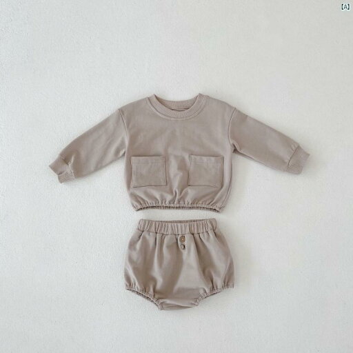 キッズ 子供 子供用品 BABY 春秋 メンズレディース ベビー セットアップ 大き ポケット ラウンドネック 長袖 トレーナー バッグ 尻 パン パンツ 2点セット キッズ 子供 子供用品 BABY 春秋 メンズレディース ベビー セットアップ 大き ポケット ラウンドネック 長袖 トレーナー バッグ 尻 パン パンツ 2点セット