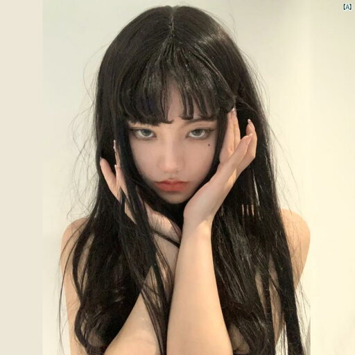 ヘアウィッグ コスプレ ウィッグ ブラック ロング ストレート ヘア レディースコミック フル 前髪 ヘッド ギア デイリー ロリータ ヘアウィッグ コスプレ ウィッグ ブラック ロング ストレート ヘア レディースコミック フル 前髪 ヘッド ギア デイリー ロリータ
