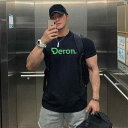 メンズ トレーニング トレーニングファッション レター プリント 半袖 ラウンドネック アメリカン サマー フィットネススポーツ Tシャツ 240518 H(4)