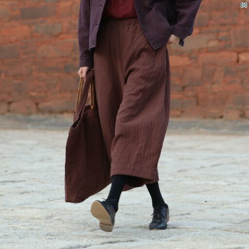 レディース トレーニングウェア 個性的 中国 リネン ヨガ パンツ ブラウン 瞑想 ワイド レッグ ゆったり 服 信徒 七分丈 スカート レディース トレーニングウェア 個性的 中国 リネン ヨガ パンツ ブラウン 瞑想 ワイド レッグ ゆったり 服 信徒 七分丈 スカート
