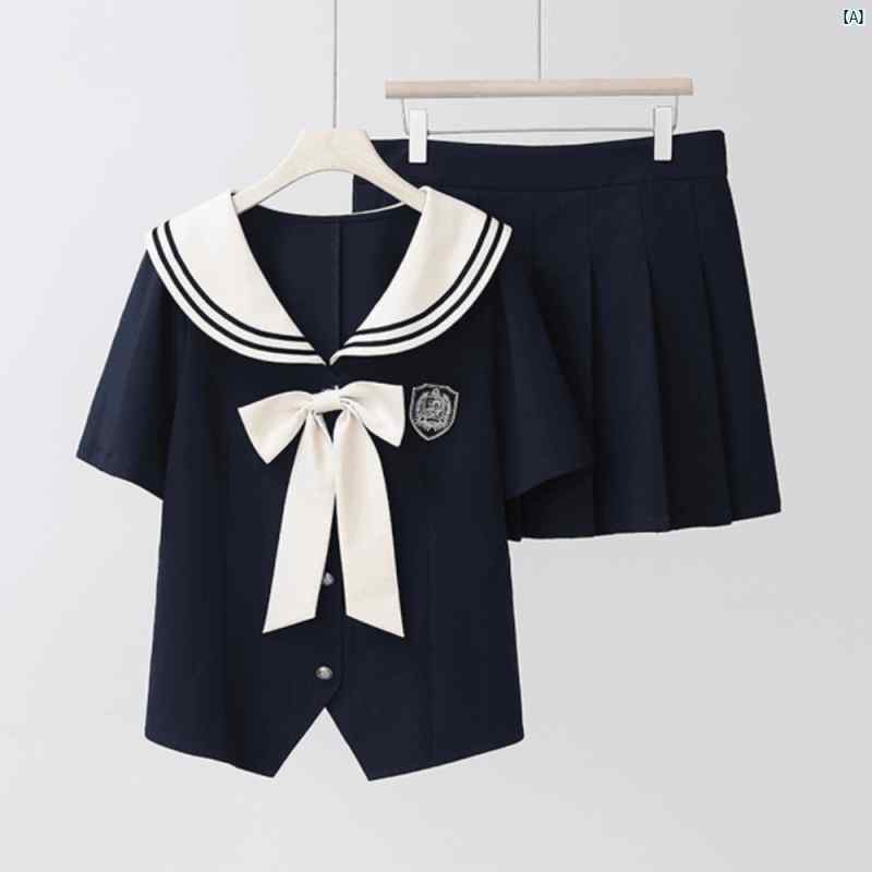 レディース　大きめ　ぽっちゃり　 大きめサイズ Panjia 大きめ サイズレディース カレッジ スリム 2点 夏 mm ネイビーカラー トップ プリーツスカート スーツ