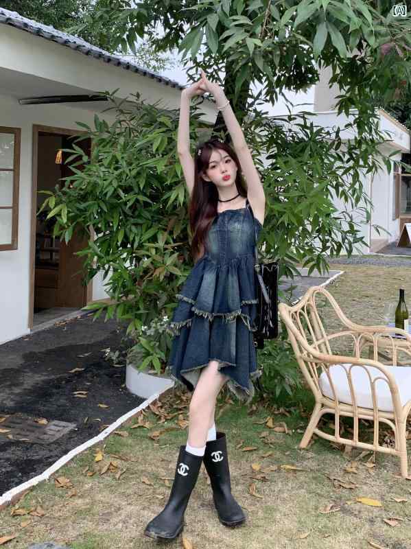 レディース　大きめ　ぽっちゃり　 大きいサイズ フレンチ ティーブレイク シック サスペンダー ドレス 夏 ウエスト カバー スリム スカート