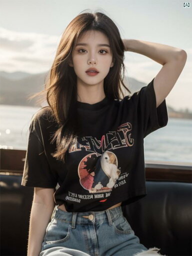 小柄 い スタイリッシュ ガール 半袖 Tシャツ レディース 夏 ショート プリント スリム トップ 小柄 い スタイリッシュ ガール 半袖 Tシャツ レディース 夏 ショート プリント スリム トップ