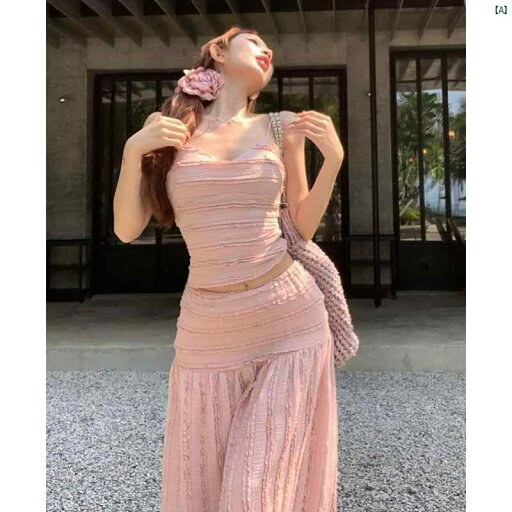 レディース ファッション おしゃれ 海外 海外風 かわいい リゾート 風 ピンク ウエスト ゴム スリムフィット キャミソール 夏 ハイウエスト Aラインイン スカート 2点セット レディース ファッション おしゃれ 海外 海外風 かわいい リゾート 風 ピンク ウエスト ゴム スリムフィット キャミソール 夏 ハイウエスト Aラインイン スカート 2点セット
