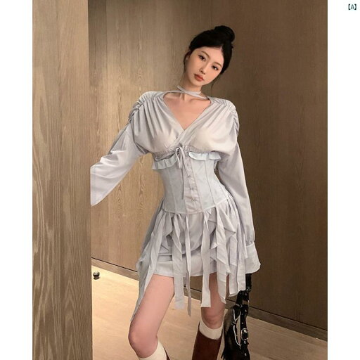 レディース ファッション おしゃれ 韓国 韓国 ヨーロピアン 海外風 夏 春 秋 フレンチブルー ホルターネック シャツ ドレス レディース 秋新 魅惑的 ウエスト フリル ショート スカート レディース ファッション おしゃれ 韓国 韓国 ヨーロピアン 海外風 夏 春 秋 フレンチブルー ホルターネック シャツ ドレス レディース 秋新 魅惑的 ウエスト フリル ショート スカート