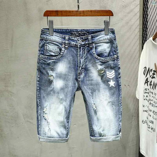 メンズ 高 高級 リップド デニムショートパンツ メンズ 夏 薄手 プリント オートバイ パンツ ハーフ レングス 耐久性 スリム ミッド メンズ 高 高級 リップド デニムショートパンツ メンズ 夏 薄手 プリント オートバイ パンツ ハーフ レングス 耐久性 スリム ミッド