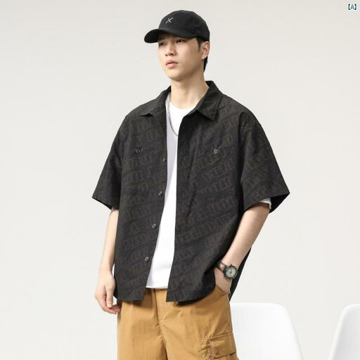 メンズ ライト 高級 レトロ ジャカード 冷感 シャツ メンズ 半袖 夏 薄手 手紙 大きいサイズ 服 メンズ ライト 高級 レトロ ジャカード 冷感 シャツ メンズ 半袖 夏 薄手 手紙 大きいサイズ 服