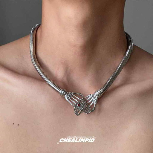 Y2K ファッション 2000代 CHEALIMPID スカル クロー メタル ネックレス 誇張 パンク ダーク メンズ & レディース 鎖骨 チェーン Y2K ファッション 2000代 CHEALIMPID スカル クロー メタル ネックレス 誇張 パンク ダーク メンズ & レディース 鎖骨 チェーン