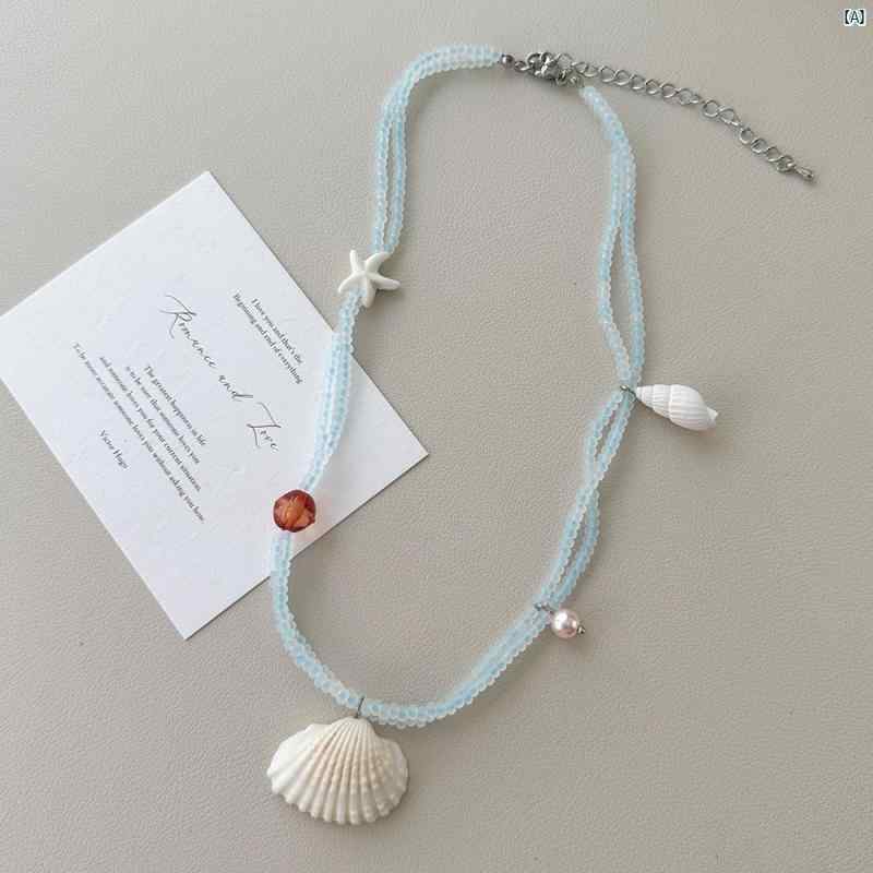 Y2K ファッション　2000 ビーチ 休暇 レディース シェル ネックレス イン アクセサリー クール スタイリッシュ ガール 鎖骨 チェーン