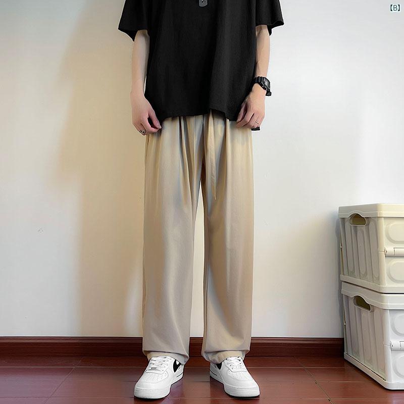 パンツ メンズ 夏 薄手 冷感 ドレープ フロアレングス カジュアル サマー