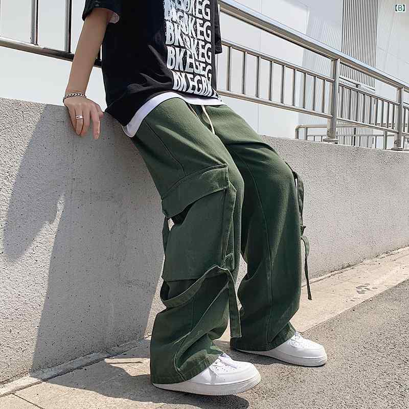 レトロ ブラウン パンツ メンズ 夏 ストリート 雰囲気 オーバー オール ストレート ヴィンテージ