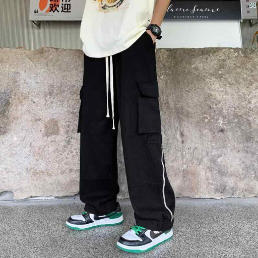 アメリカン レトロ オーバー オール メンズ 夏 マルチ ポケット パンツ ストリート イン ストレート ワイド レッグ フロアレングス アメリカン レトロ オーバー オール メンズ 夏 マルチ ポケット パンツ ストリート イン ストレート ワイド レッグ フロアレングス