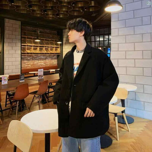 ウール コート メンズ ミドル丈 冬 韓国 学生 厚手 秋 イン カップル Nizi ウインドブレーカー ウール コート メンズ ミドル丈 冬 韓国 学生 厚手 秋 イン カップル Nizi ウインドブレーカー
