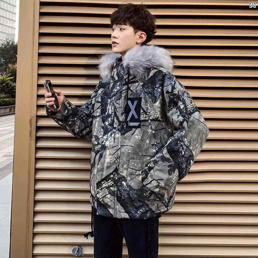 19 冬 イン 厚手 コットンジャケット 韓国 ビッグ ファー 襟 フード付き コットン 服 学生 ジャケット 男性 19 冬 イン 厚手 コットンジャケット 韓国 ビッグ ファー 襟 フード付き コットン 服 学生 ジャケット 男性