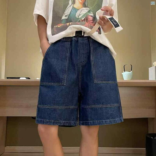 男子用 サマー デニムショートパンツ 五分丈 イン カジュアル ワイド レッグ ワークウェア ミッド パンツ 男子用 サマー デニムショートパンツ 五分丈 イン カジュアル ワイド レッグ ワークウェア ミッド パンツ