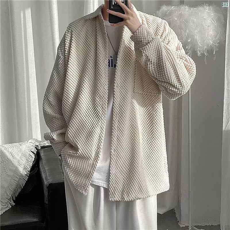 春秋 長袖 シャツ メンズ コーデュロイシャツ ジャケット レトロ ハイエンド 紳士服