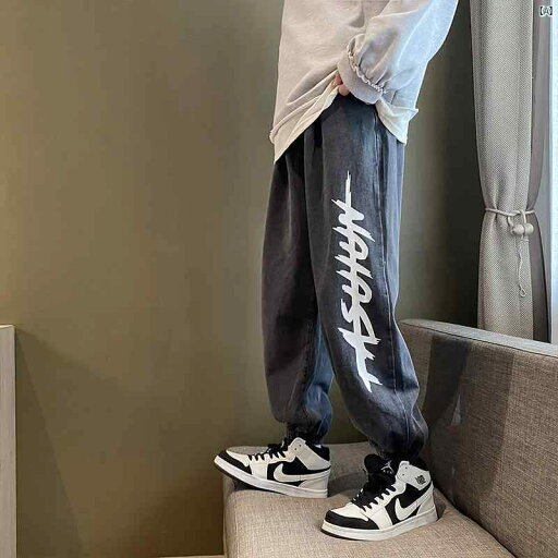 男性用 レッグ タイ ジーンズ 秋新 ストリート イン 九分丈 パン ツーパンツ 男性用 レッグ タイ ジーンズ 秋新 ストリート イン 九分丈 パン ツーパンツ