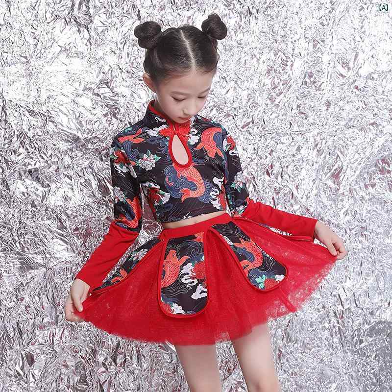 ダンス衣装　ダンス　舞踊 中華風 春夏 ガールズ パフォーマンス 服 子供 次 総会 ステージ ジャズ ダンス スーツ